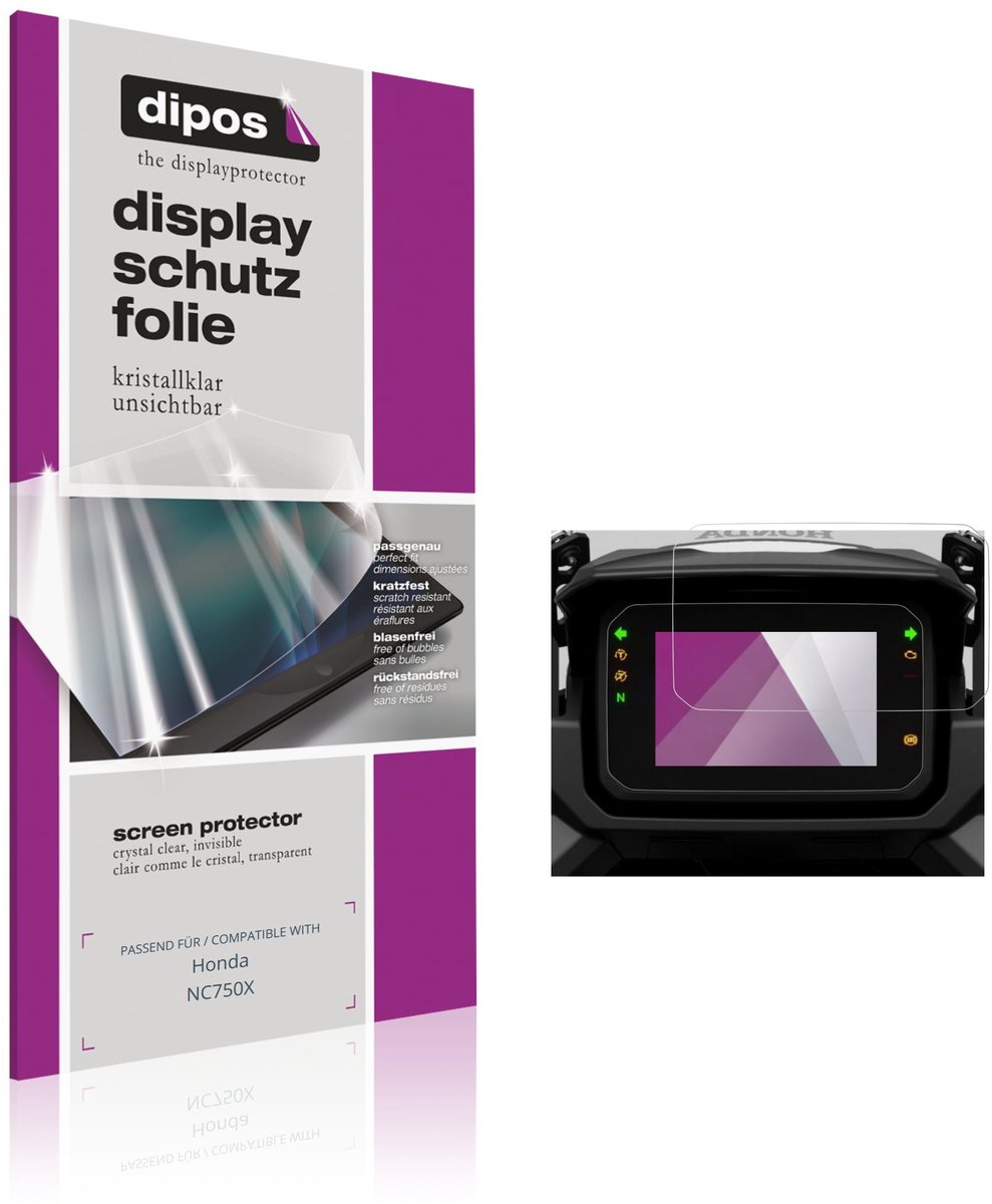 dipos – 2x Beschermfolie geschikt voor Honda NC750X | Krasbestendige & heldere Screenprotector Ultra-Thin