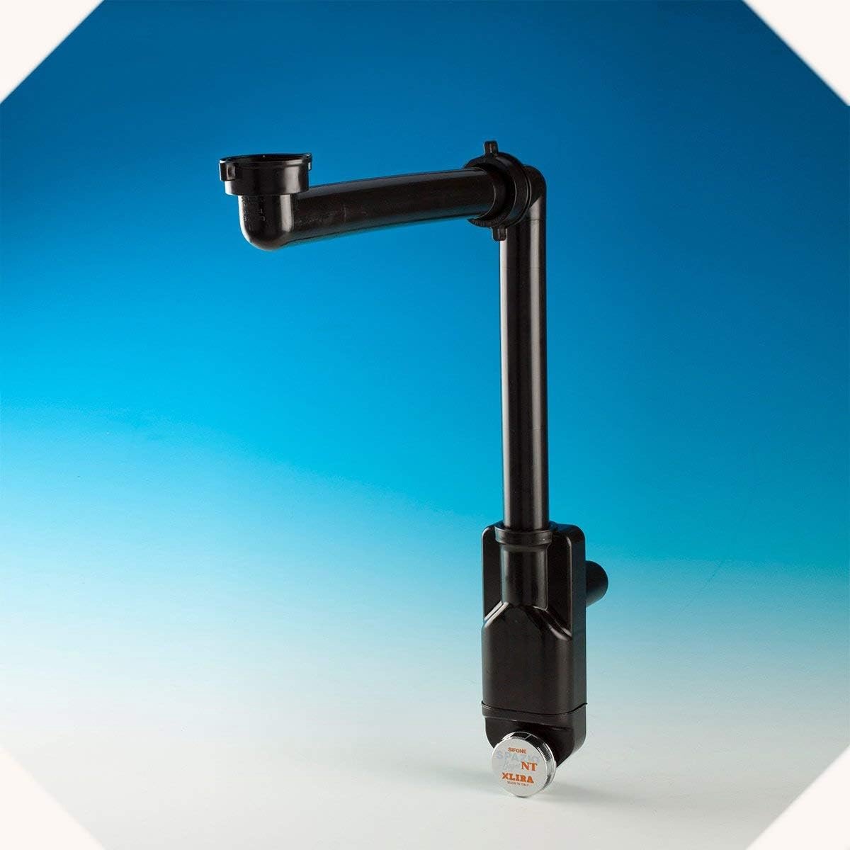 SnelShoppen - LIRA A827426 Siphon voor Wastafel, Ruimtebesparend, Inspecteerbaar, Zwart, Plastic, Voor 1 Wastafel, Eenvoudige Installatie, Ø 32-Ø40