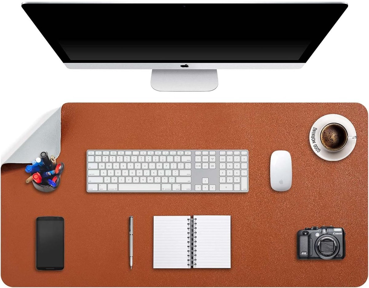 SnelShoppen - Large Mouse Pad Desk Pad XXL Muismat Uitgebreide Notebook Schrijfbord Blotting Sheet Kantoor Dubbelzijdig PU Leer Waterdicht 90 x 43 cm