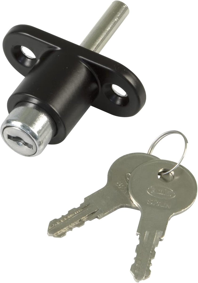 SnelShoppen - Veiligheids slot voor schuiframen - Mod.45 - Opbouwslot met 2 sleutels + schroeven - Staal zwart - 53 x 23 mm