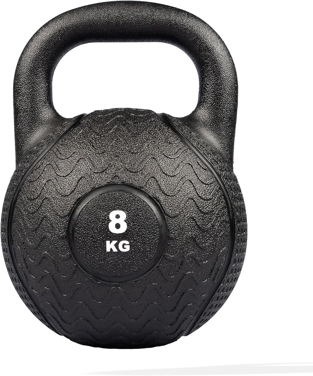 SnelShoppen - Kettlebell 4.8 of 12 kg - Hoogwaardige Rubber of Plastic met Betonnen Vulling - Zwart - Ideaal voor Krachttraining, Cardiovasculaire Ver