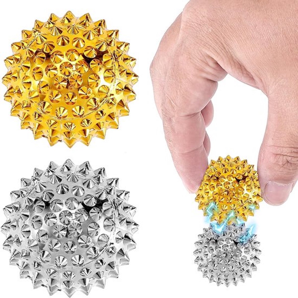 Set van 2 Spiky Sensorische Magnetische Acupressuurballen voor Ontspanning en Stressverlichting