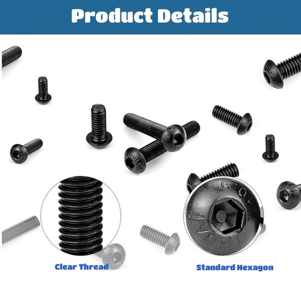 50 Stuks Zwarte M3 Bouten Set - Inbusbouten Platte Kop - Klasse 10.9 Gelegeerd Staal - Volledige Draad - Gladde Afwerking - Verschillende Maten M3×16mm en M3×6mm