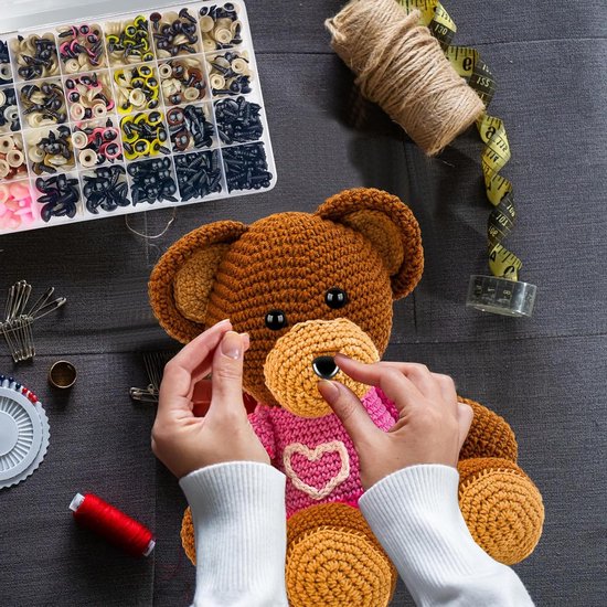 620 stuks Veiligheidsogen en Neus, Multicolore Amigurumi Ogen voor Haakwerk 6-14mm, Knuffeldier Ogen met Wasringen voor Haken en Creatief Handwerk — afbeelding 4