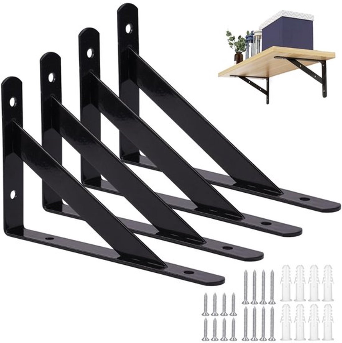 Plankhouder zware dragers - Plankdrager - Planksteunpennen - Wandmontage - Hoekhouder - Draagkracht 120 kg - Massief staal - Planksteun
