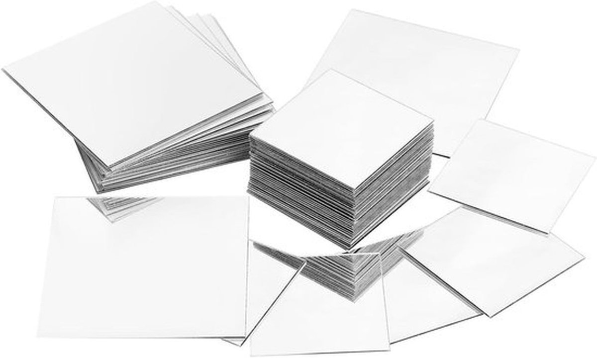 50 stuks Mini Zelfklevende Spiegeltegels - Vierkant - Wanddecoratie - Set van 50 - 5 x 5 cm / 7,5 x 7,5 cm