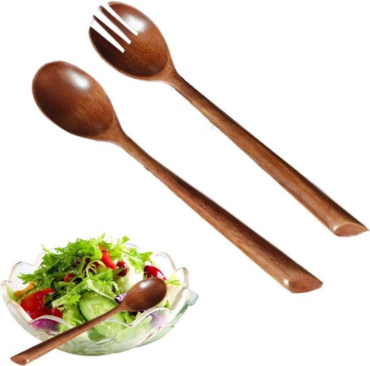 Houten Lepels Set van 2, Duurzame Keukenaccessoires voor Soep, Thee en Koffie, Ideaal voor Honing en Sauzen