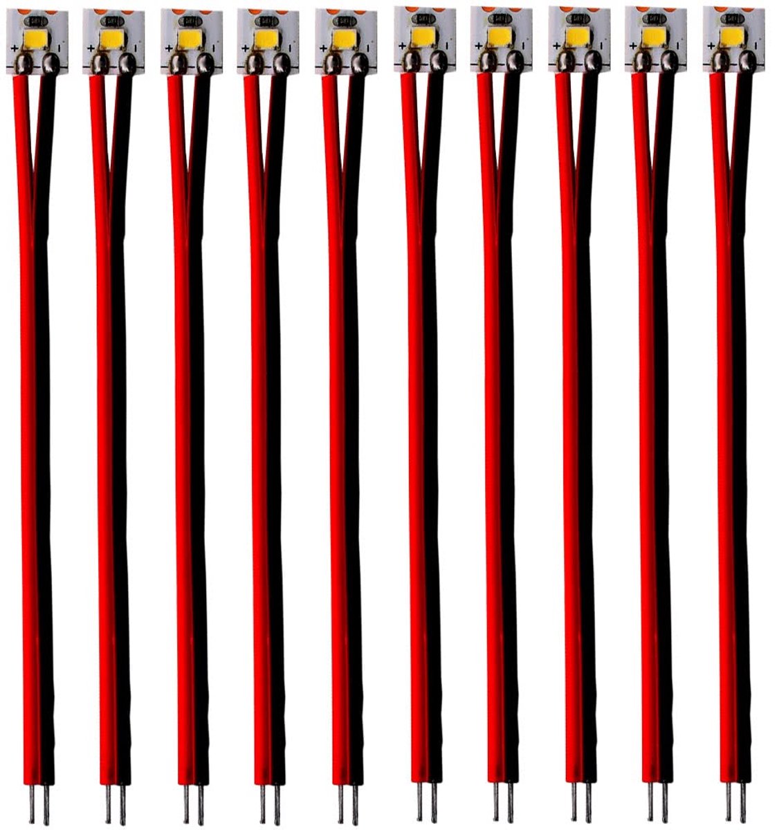 SnelShoppen - 10x Voorbedrade Witte LED Strips 3528 SMD 12V-18V 10cm voor Modelbaan Verlichting - Flexibele LED Lampen voor Hobby en Decoratie