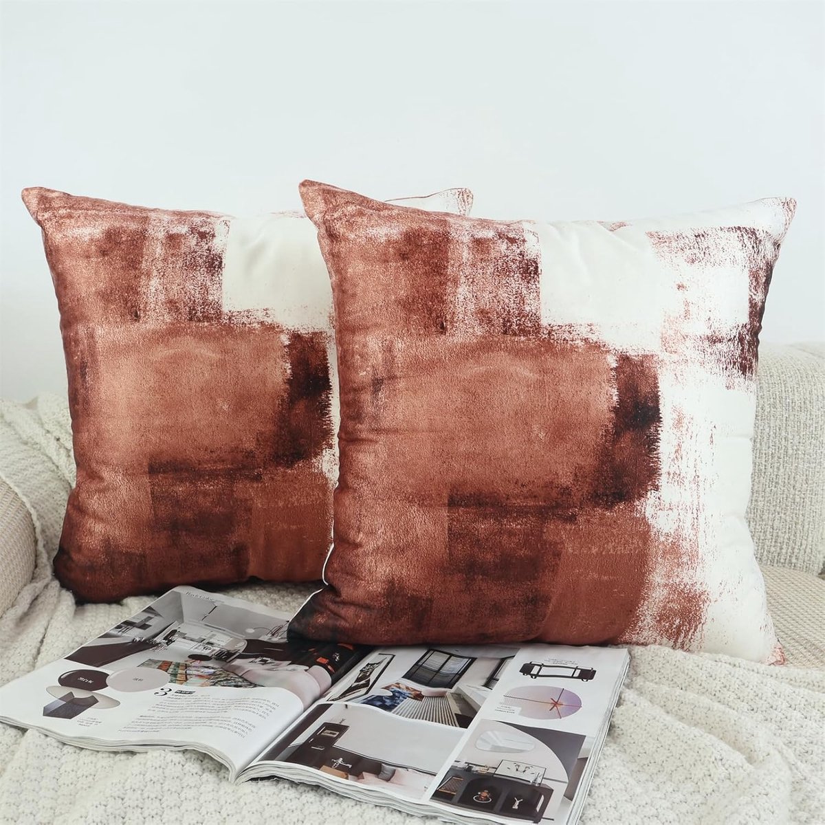 SnelShoppen - Velvet Kussenslopen 40x40 cm Set van 2 - Abstract Art Decor - Luxe Kussenhoezen voor Woonkamer, Tuin en Sofa - Eco-vriendelijk en Duurza