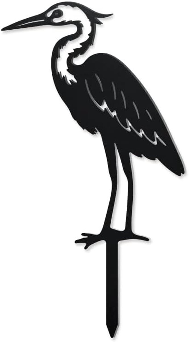 SnelShoppen - Heron Metal Decoratieve Tuinpalen - Grappige Heron Tuinbeelden van Metaal - Elegante Vogel Sculpturen voor Tuin - Leuke Tuinornamenten v