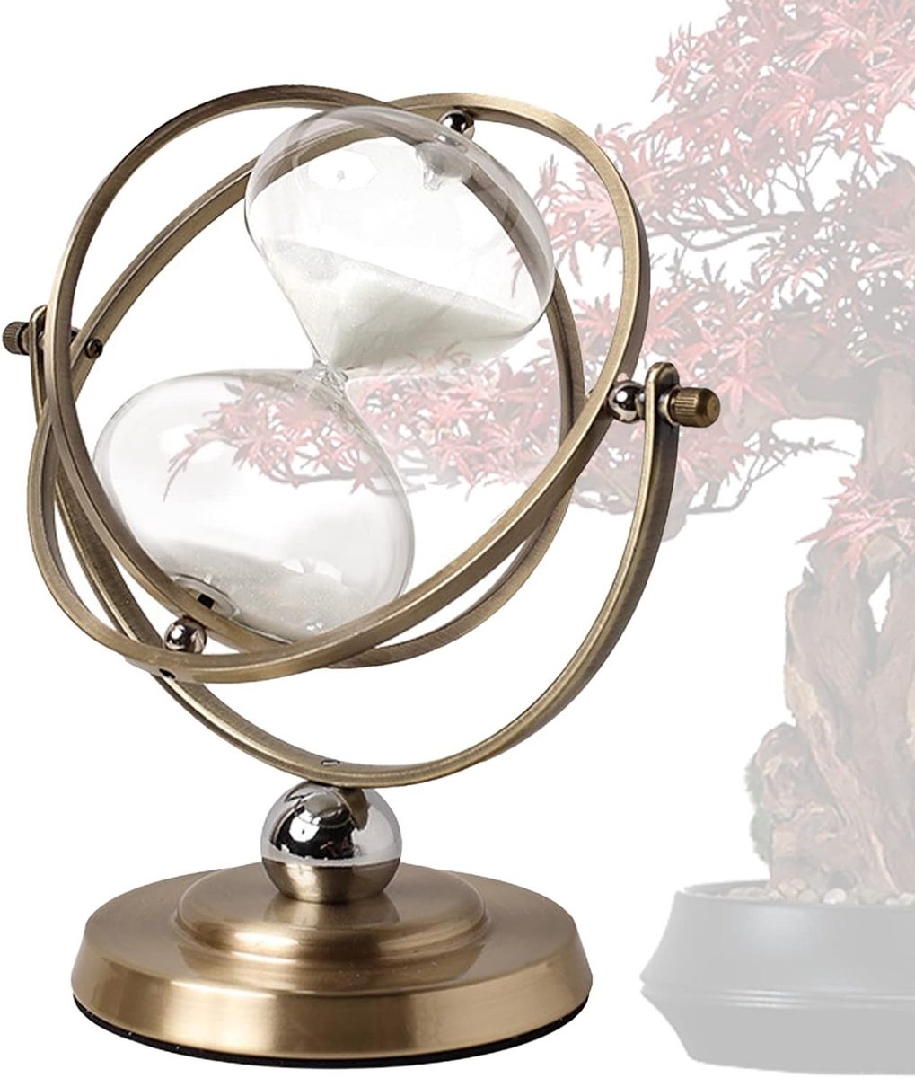 Grote Vintage Zandloper van Messing, 720 Graden Draaibare Timer, 60 Minuten Uurglas voor Thuis, Kantoor en Trouwen Decoratie