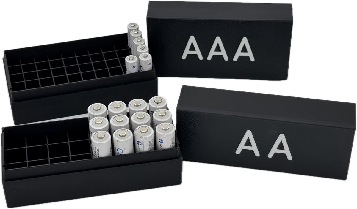 Thijox - Batterijdozen voor 24 STK AA en 50 STK AAA - Opbergdozen voor Accu's en Batterijen - Bundel met Deksel voor Mignon en Micro - Ideaal voor Thu