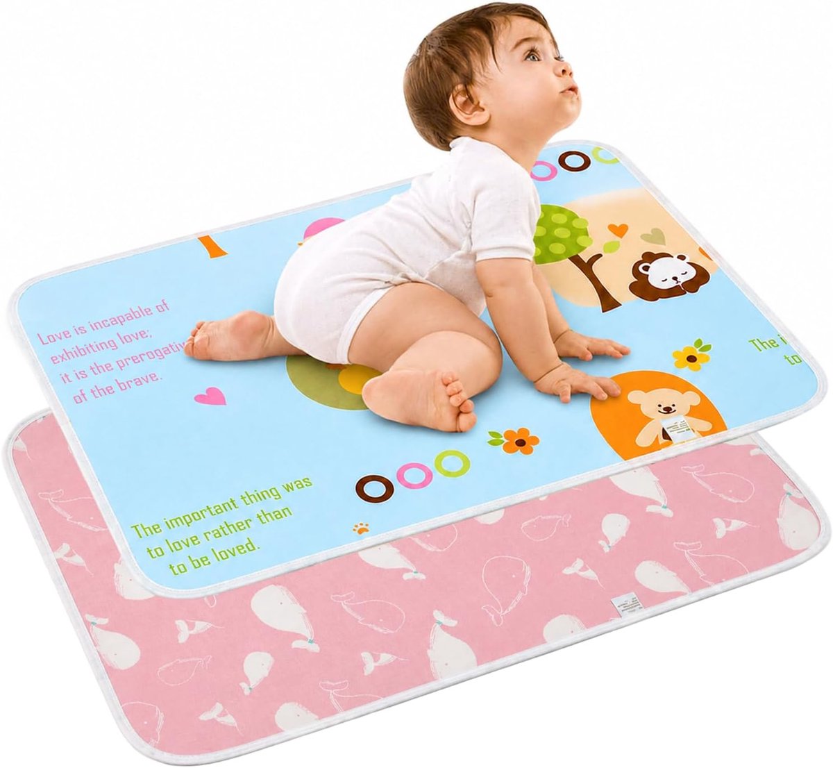 SnelShoppen - 2Pcs Verander Mat Baby Reis Portable 50x70cm Waterdicht Handwasbaar Vouwbaar Verschoonmat Baby Urinal Pad voor Baby's, Peuters en Huisdi