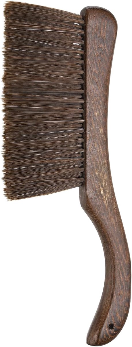 SnelShoppen - Handbezem 33 cm met Zachte Borstelharen, Gebogen Heggreep, Robuust Hout, Ideaal voor Auto, Meubels, Kleding, Bruin