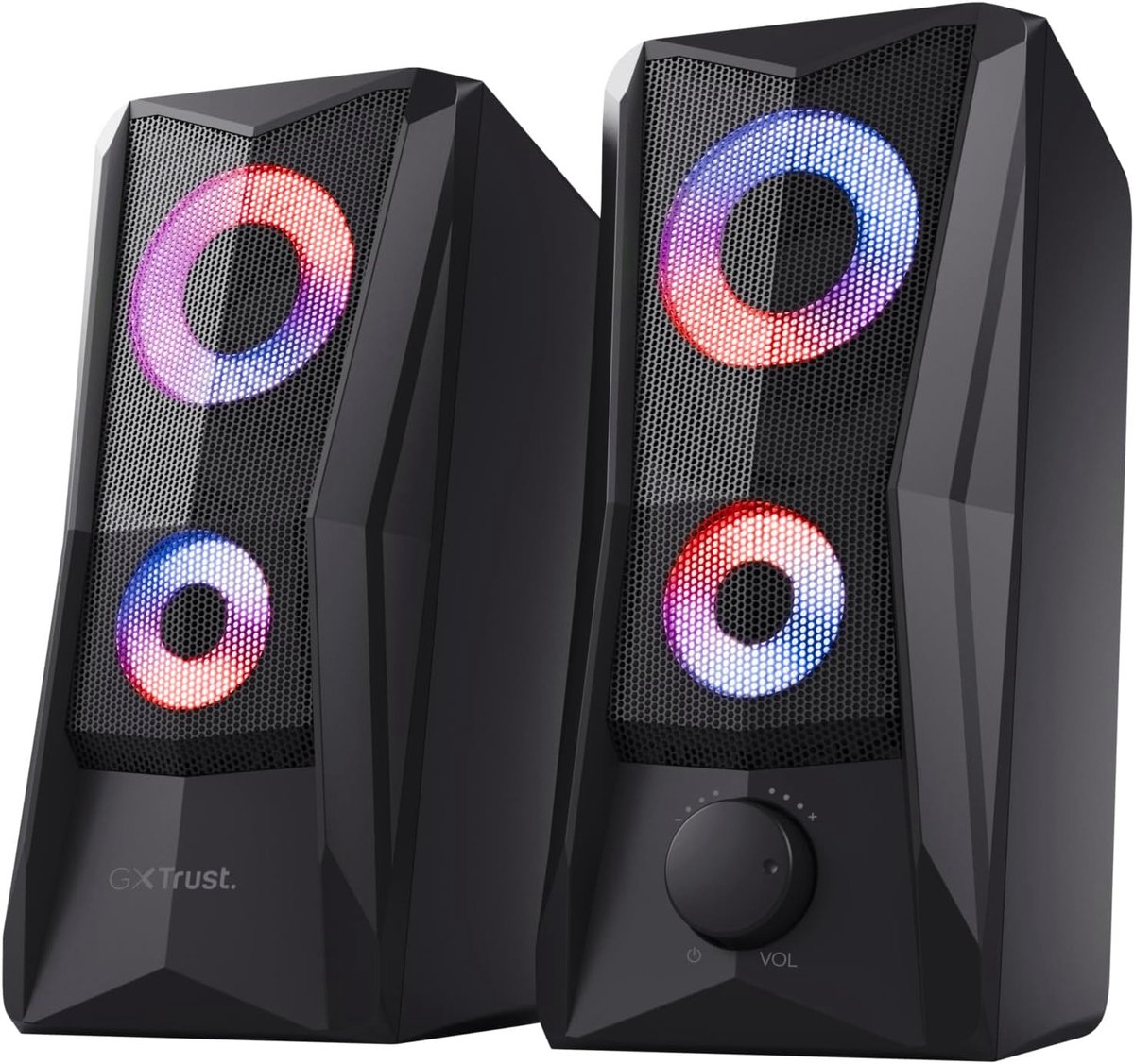 SnelShoppen - Gaming Speakers met RGB Verlichting - 12W (6W RMS) - Stereo Geluid - Zwart - Upgrade voor Gaming Laptop en PC