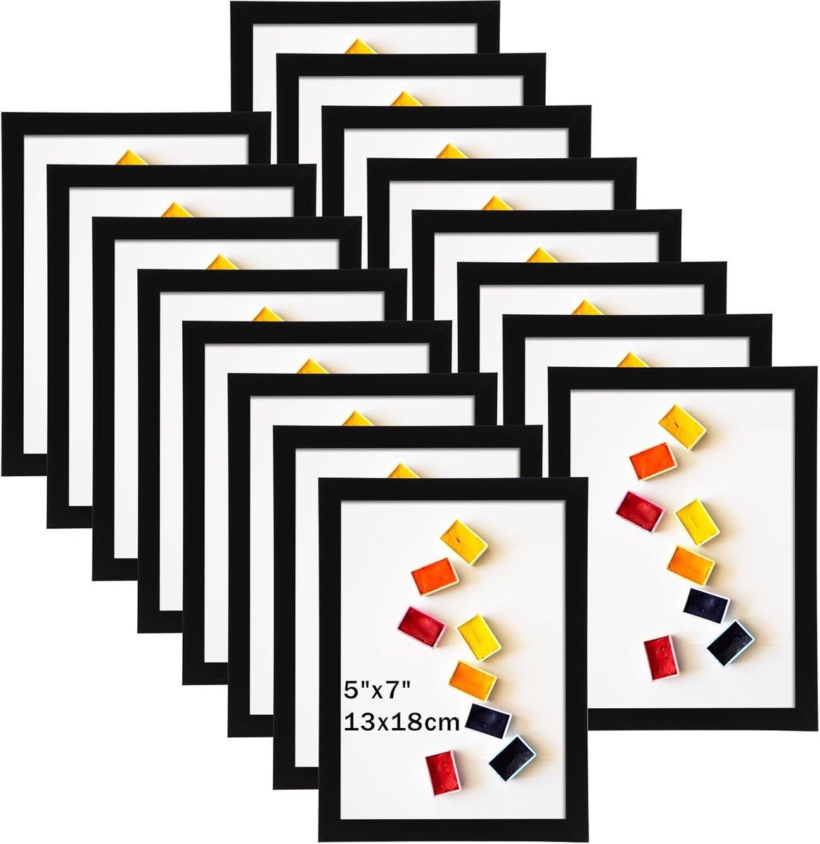 SnelShoppen - Pack van 16 Zwarte Fotolijsten 13 x 18 cm - Moderne Foto Frames voor Woonkamer, Slaapkamer, Kantoor - Robuuste PVC en PS - Perfect voor