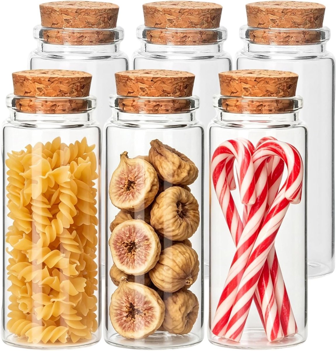 SnelShoppen - 6 Mini-glazen Flessen 150 ml met Kurk - Kleine Lege Flessen voor Wensflessen, Kruidenpotjes, Bruiloft, Feestaccessoires, DIY Knutselen,