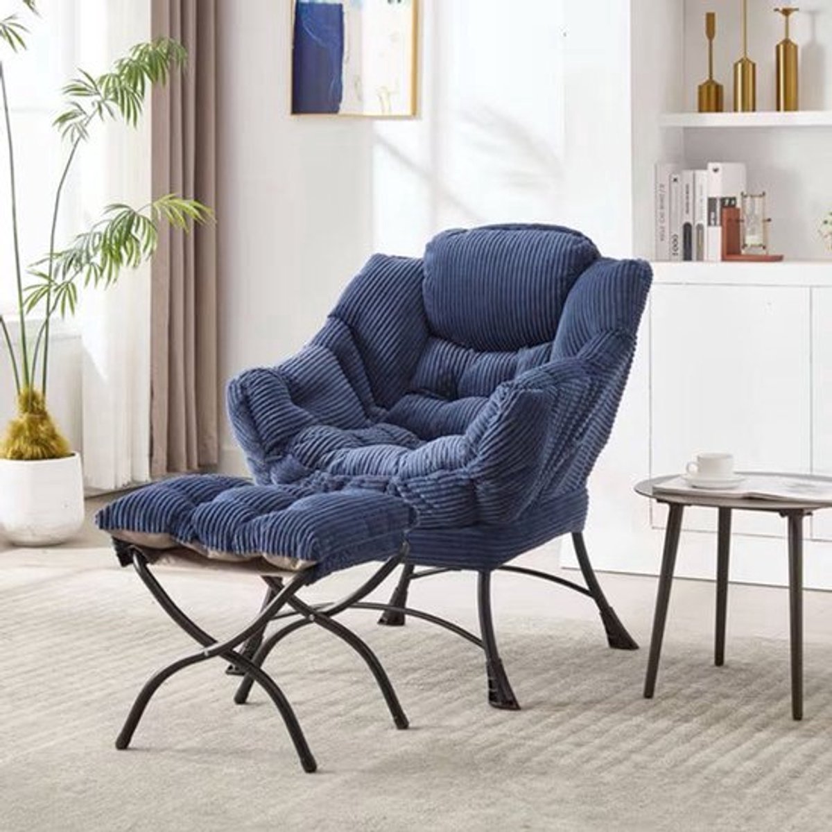 Loungestoel – Fauteuil – Relaxstoel – Leunstoel – Relaxfauteuil – Modern Blauw – Ruimtebes