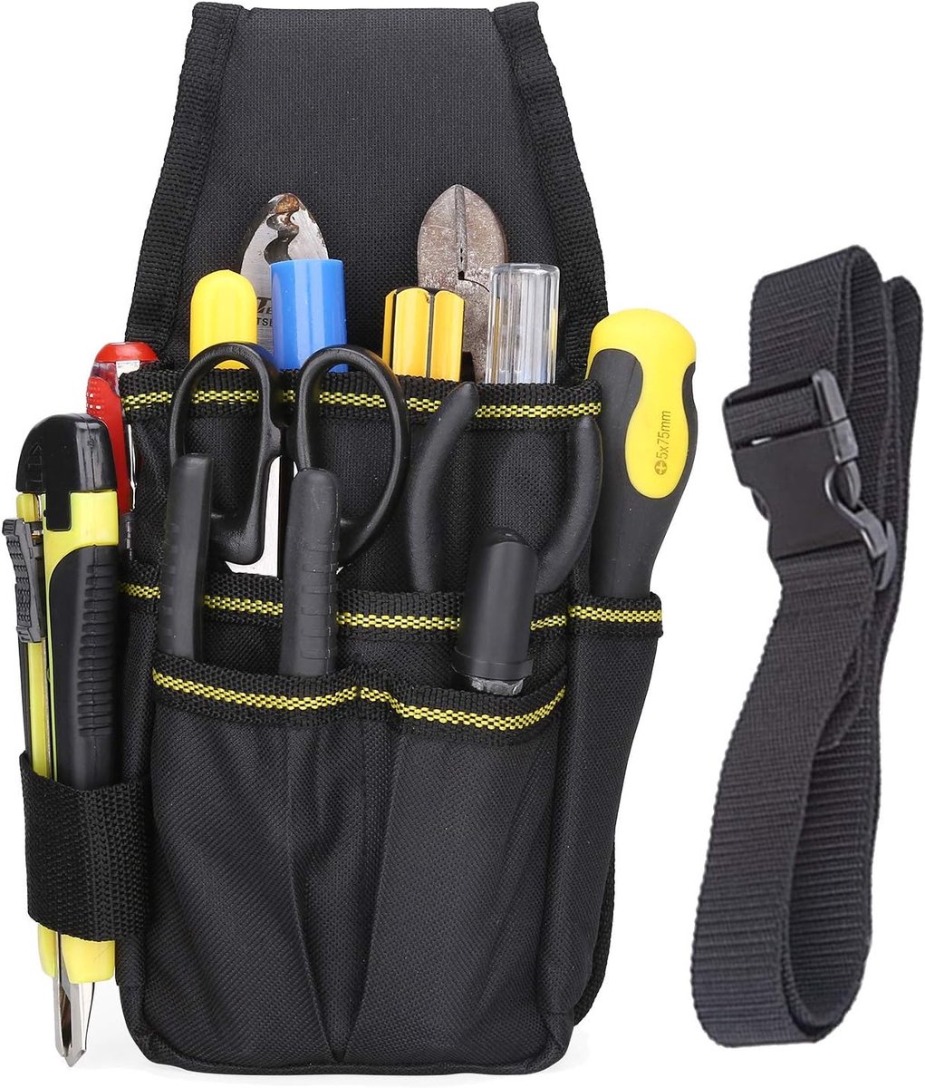 SnelShoppen - Tool bag, tool belt, mini tool belt voor gereedschap en accessoires, 600D Oxford stof, 11x6x27 cm, multifunctioneel, ideaal voor klussen