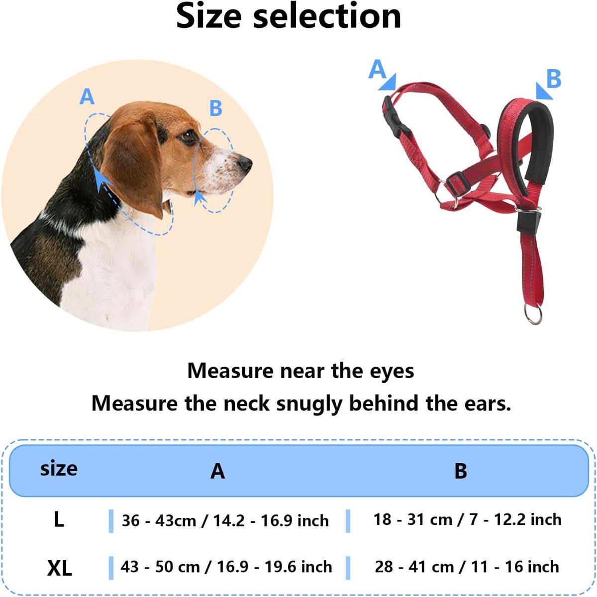 SnelShoppen - Hondenhalsband met Gevoerde Padding, Anti-Trek Hondenharnas, Verstelbare Reflecterende Hondenhalsband tegen Bijten (Rood, XL)