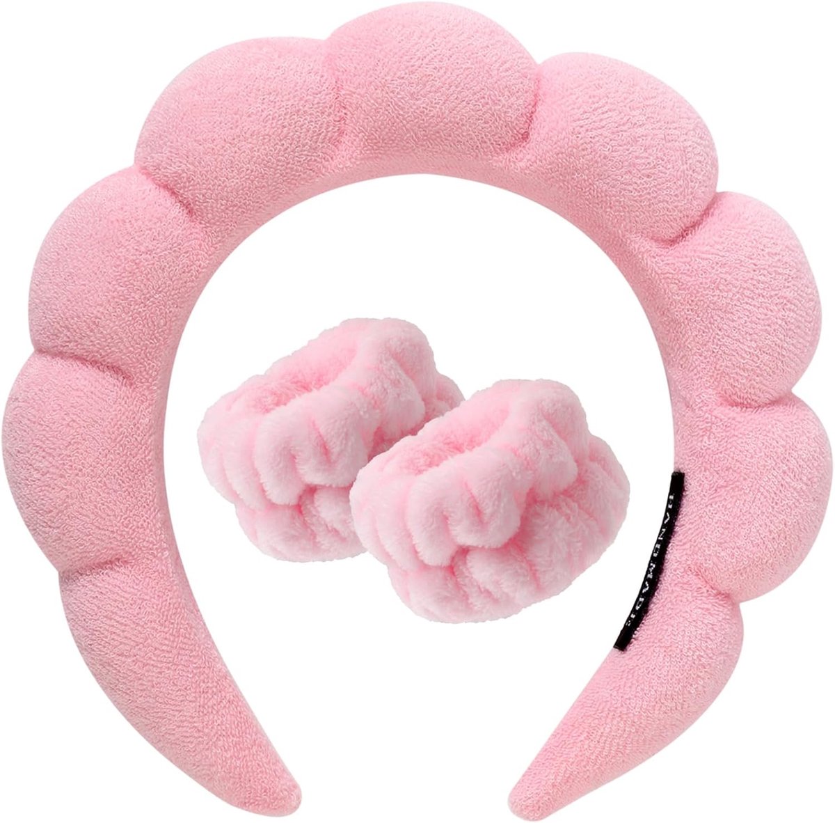 SnelShoppen - Spa Hoofdband voor Gezichtsreiniging en Makeup, Zachte Terry en Spons, Antislip, Inclusief Polsbandjes, Perfect voor Vrouwen, Geschikt v
