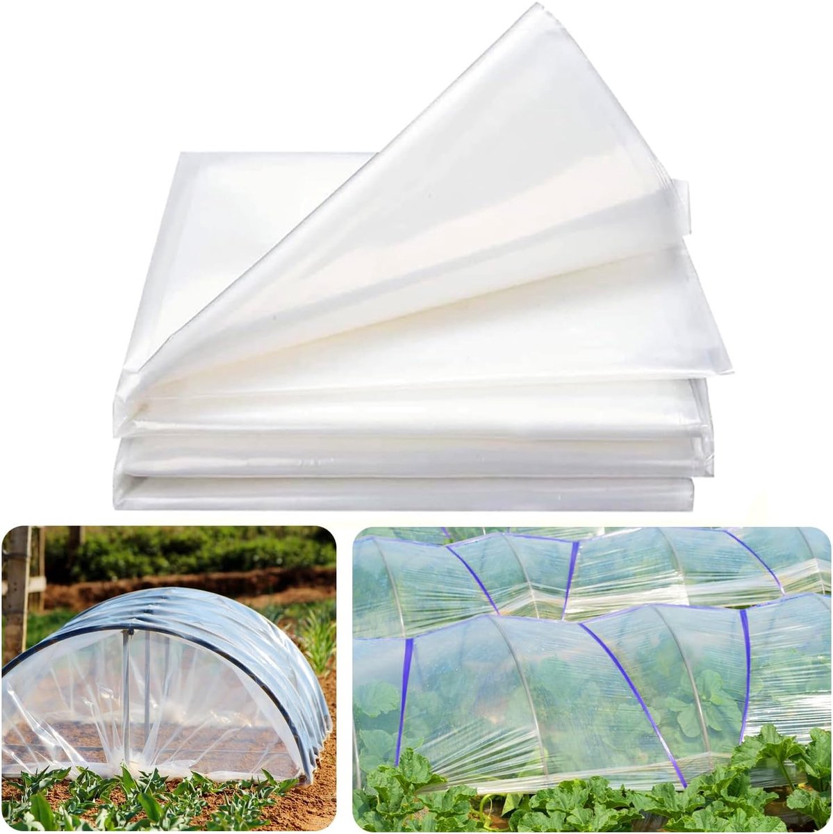 SnelShoppen - Greenhouse Tarpaulin 2 x 6 m - Transparante Tuinzeil, Herbruikbaar, UV-bestendig, Waterdicht, Geschikt voor Kassen, Tuinieren en Landsch