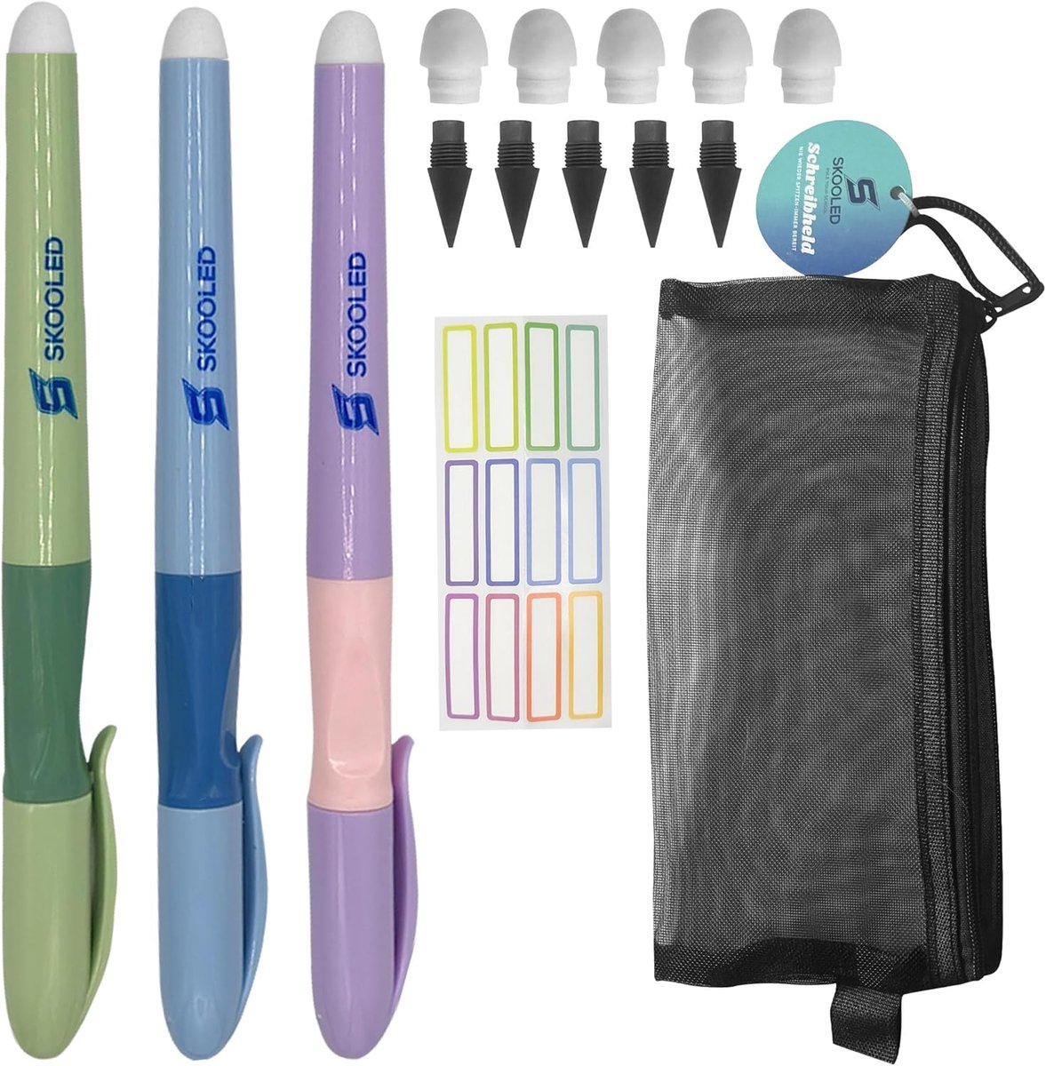 SnelShoppen - Ergonomische Magische Potloodset voor Kinderen - Set van 3, Duurzaam, Inkless, Ideaal voor School, Inclusief Vervangingen en Gum, Gratis