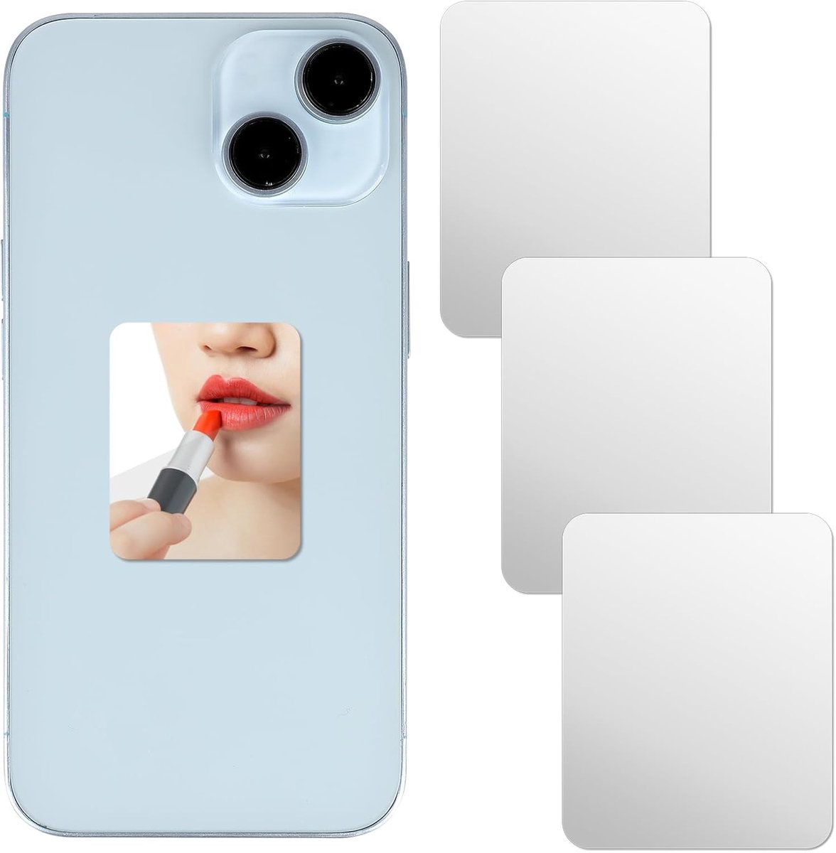 SnelShoppen - 3x Zelfklevende Make-up Spiegels voor Smartphone, Acryl Spiegelstickers voor Selfies, Vlogs, Compact en Handig voor Thuis en Onderweg