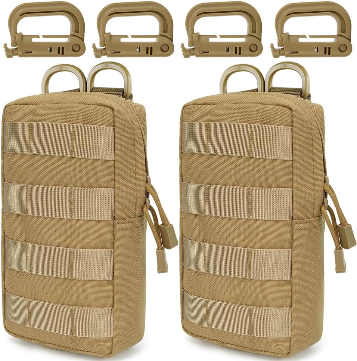 SnelShoppen - Tactical Molle Heuptas - EDC Utility Bum Bag met 4 Haken - 2 Stuks - Ideaal voor Outdoor, Hiking, Jagen, Kamperen, Training, Zwart