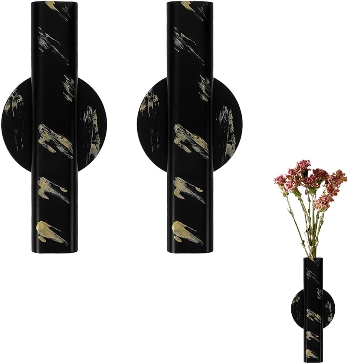 SnelShoppen - 2 PCS Wandvaas Set, Smalle Muurvaas voor Droogbloemen en Nepprotea, Eenvoudige Muurdecoratie, Duurzaam Metaal, Geen Schade aan de Wand,
