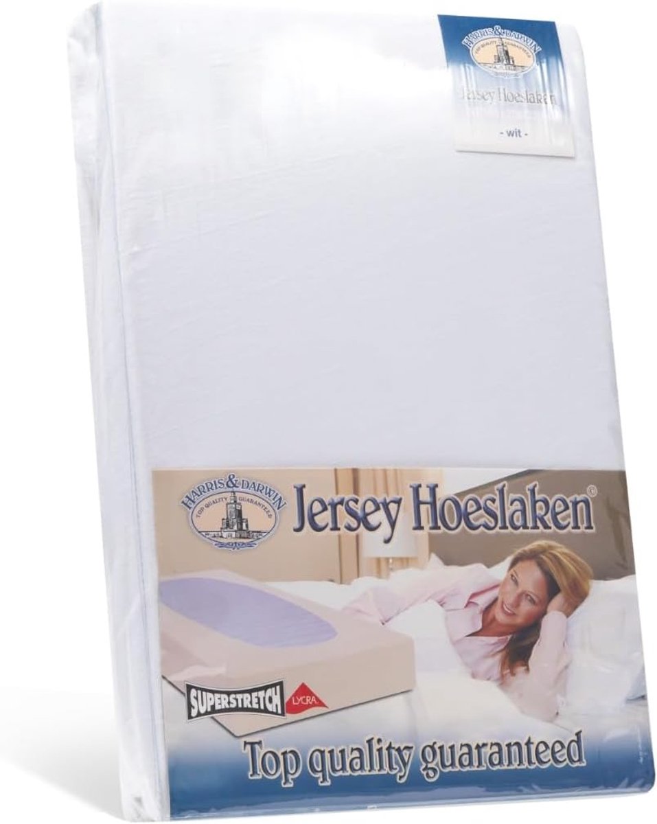 SnelShoppen - Fitted Sheet 180x200 cm - 100% Jersey Katoen - Wit - Geschikt voor Matras tot 35 cm - Extra Dikke Kwaliteit 220 g/m²