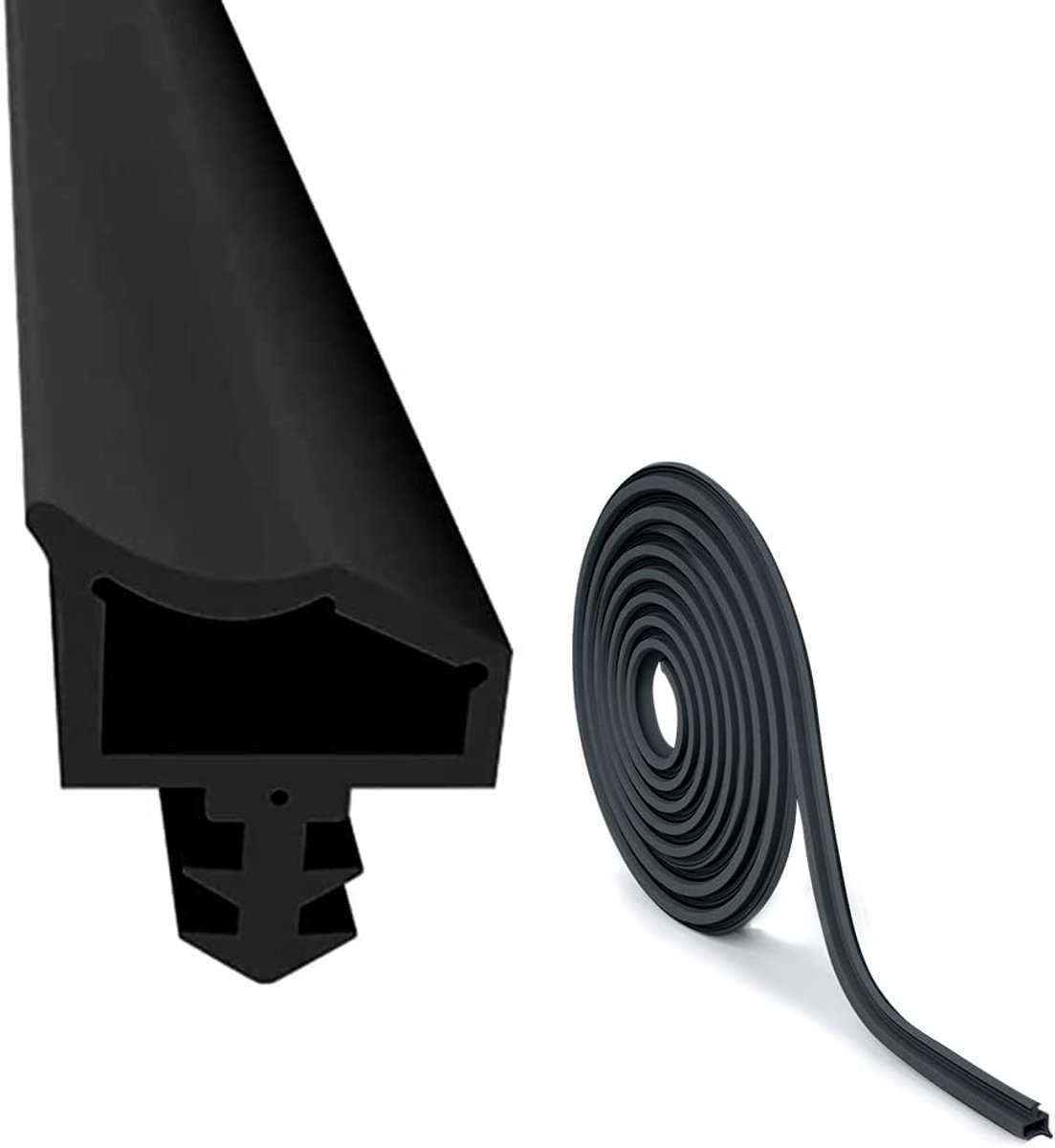 SnelShoppen - Deurafdichting 15m - Zwart Rubber, Energiezuinig en Geluidsisolatie, 4mm Groefbreedte, 7mm Groefdiepte, 12mm Vouwhoogte voor Deuren in H