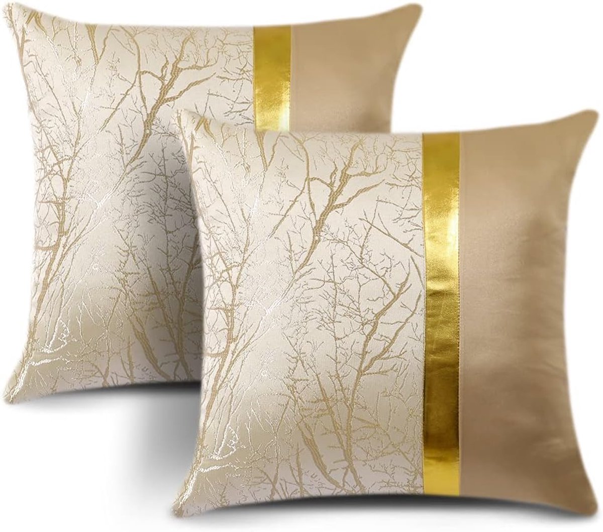 SnelShoppen - Luxe Decoratieve Kussenhoes Goud Warm Geperst Zacht Bench Kussen voor Sofa Bed Stoel Buiten Huisdecoratie 45x45cm 2 Stuks Beige