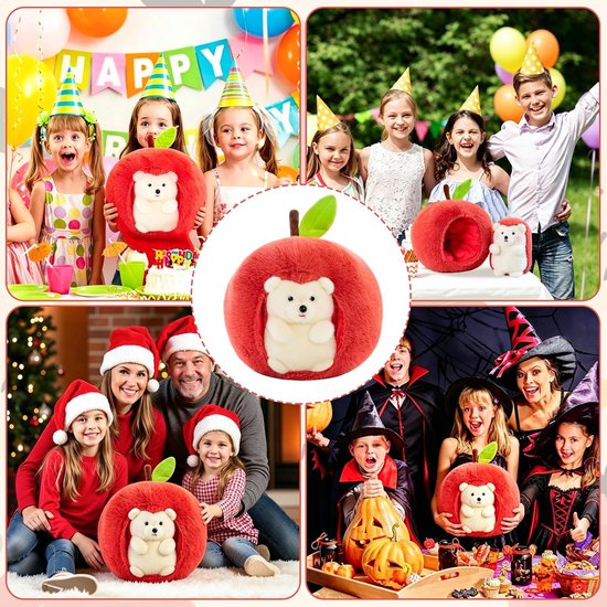 SnelShoppen - Herisson Pluche Dier voor Baby's, Kawaii Egel & Appel, 25x30 cm, 2-in-1 Speelgoed, Zacht Pluche, Perfect Cadeau voor Meisjes en Jongens, — afbeelding 5