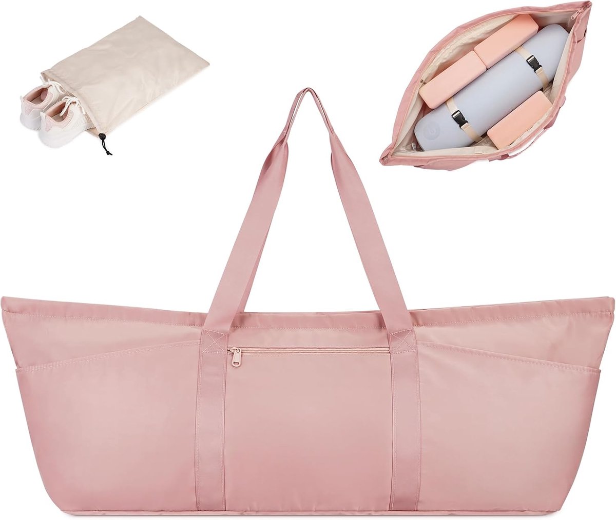 SnelShoppen - Grote Sporttas voor Vrouwen, Yoga Tas met Verstelbare Yogamatriem, Schoenentas en Vochtige Compartment, Ideaal voor Pilates en Fitness