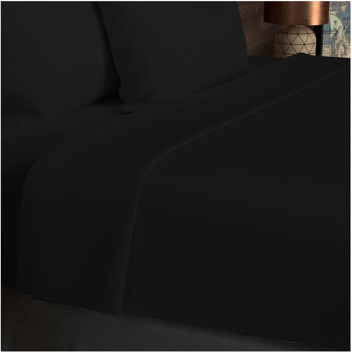 SnelShoppen - Zwarte Katoenen Laken 260 x 300 cm, 57 Draadcount, Machinewasbaar, Geschikt voor Bed, Camping, Feest en Dagelijks Gebruik