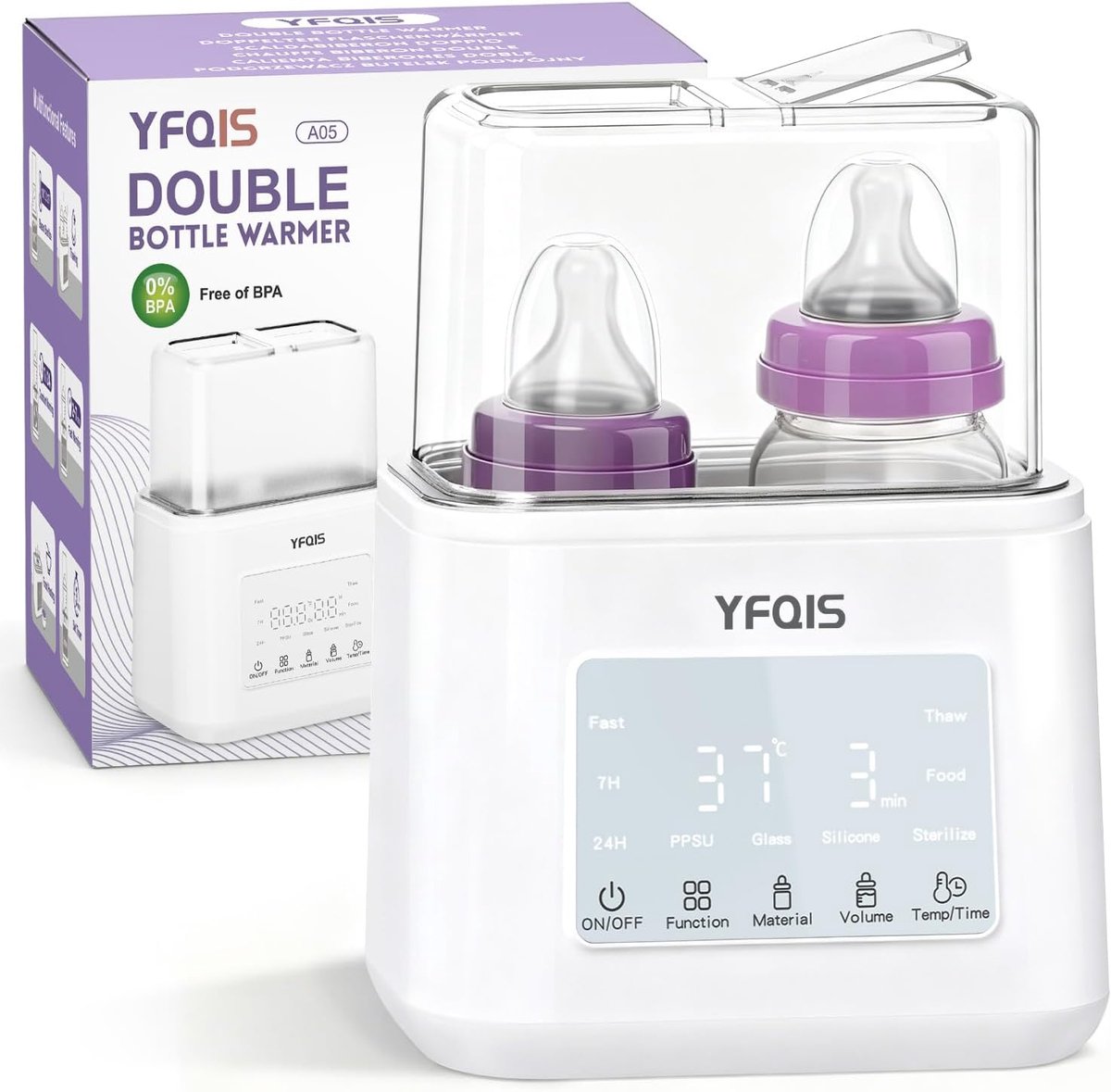 SnelShoppen - Bottle Warmer 10 in 1, Snel Verwarmen Borstvoeding & Babyvoeding, BPA Vrij, Houdt 24 Uur Warm, Automatische Afsluiting, Ideale Temperatu