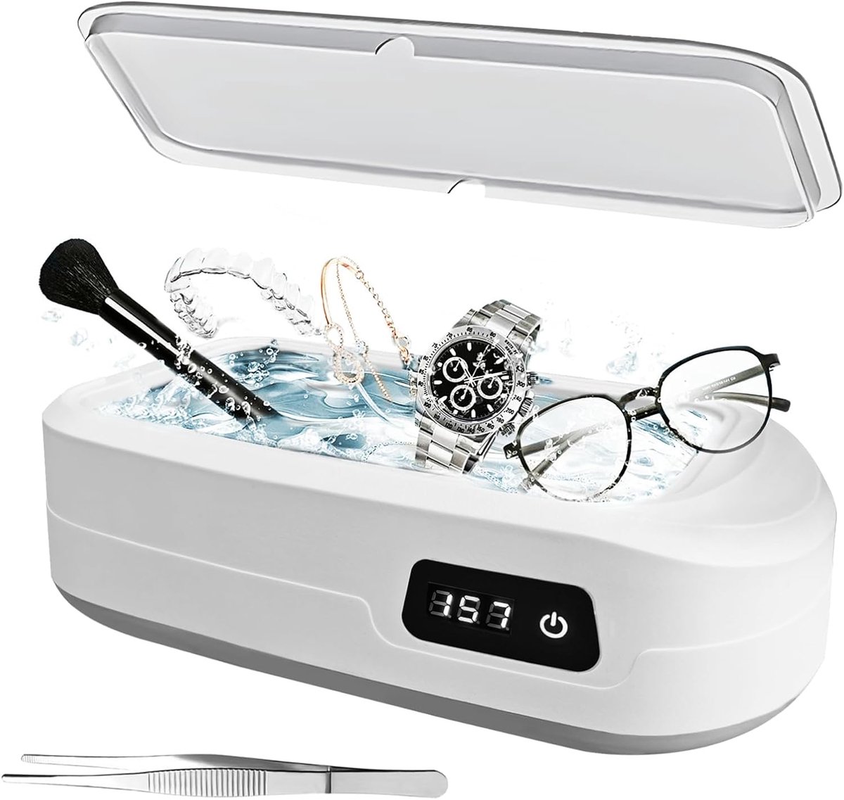 SnelShoppen - Ultrasonic Cleaner 49000Hz voor Brillen, 640 ml, 4 Modus Ultrasonic Schoonmaker voor Sieraden, Gebitsprothesen, Horloges, en Meer