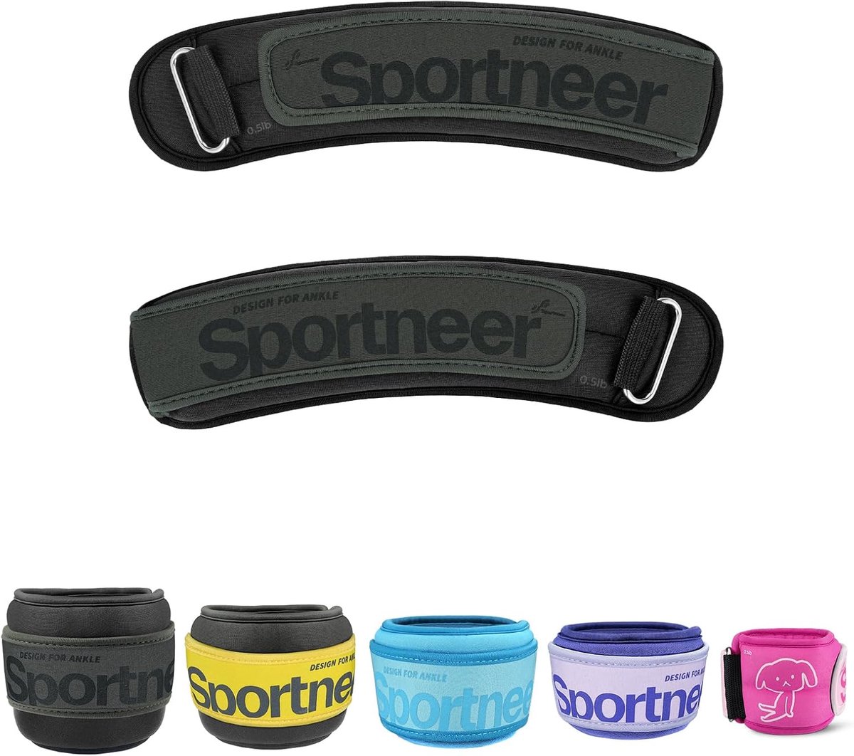 SnelShoppen - Sportneer Enkelsgewichten 2 x 0.22kg/0.45kg/0.9kg/1.35kg/2.27kg - Verstelbare Pols- en Enkelgewichten voor Volwassenen en Kinderen, Ergo
