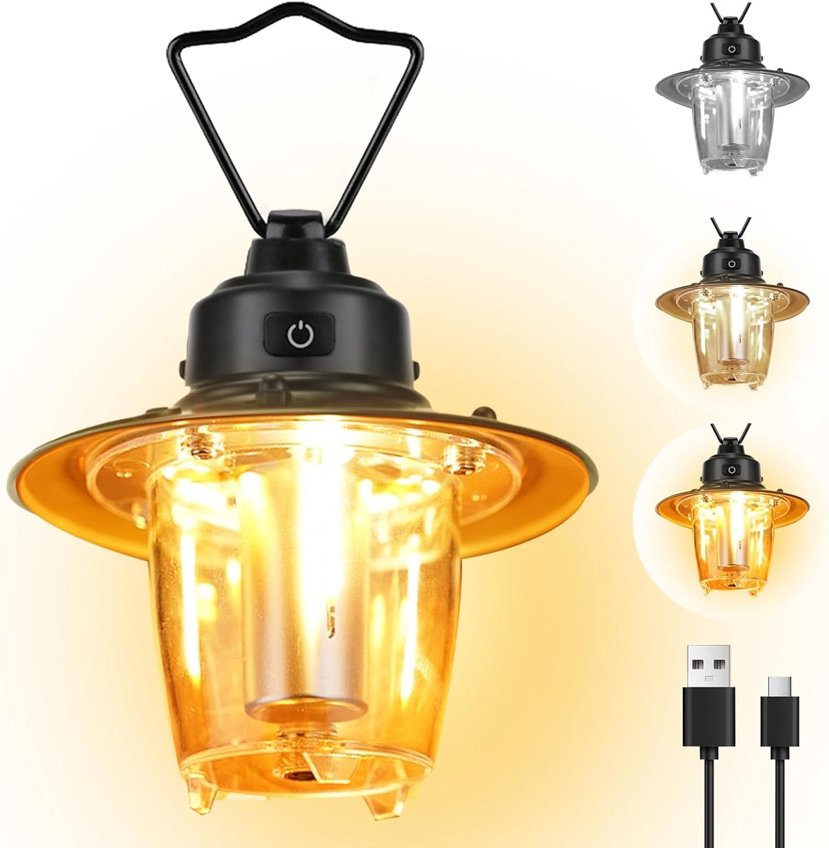Thijox - Oplaadbare Campinglamp - LED-Campinglamp met Haak - 3 Lichtmodi - 2800 mAh - IP65 Waterdichte Campinglantaarn - Draagbare Tentlamp voor Avont