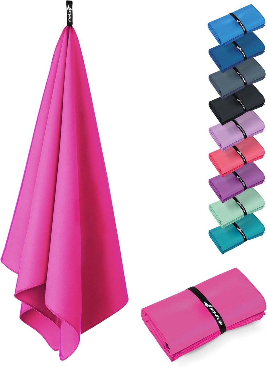 SnelShoppen - Fit-Flip Microfibre Handdoek - Compact, Ultralicht & Sneldrogend - Ideale Sporthanddoek, Strandhanddoek & Reishanddoek (100x50cm, Diep R