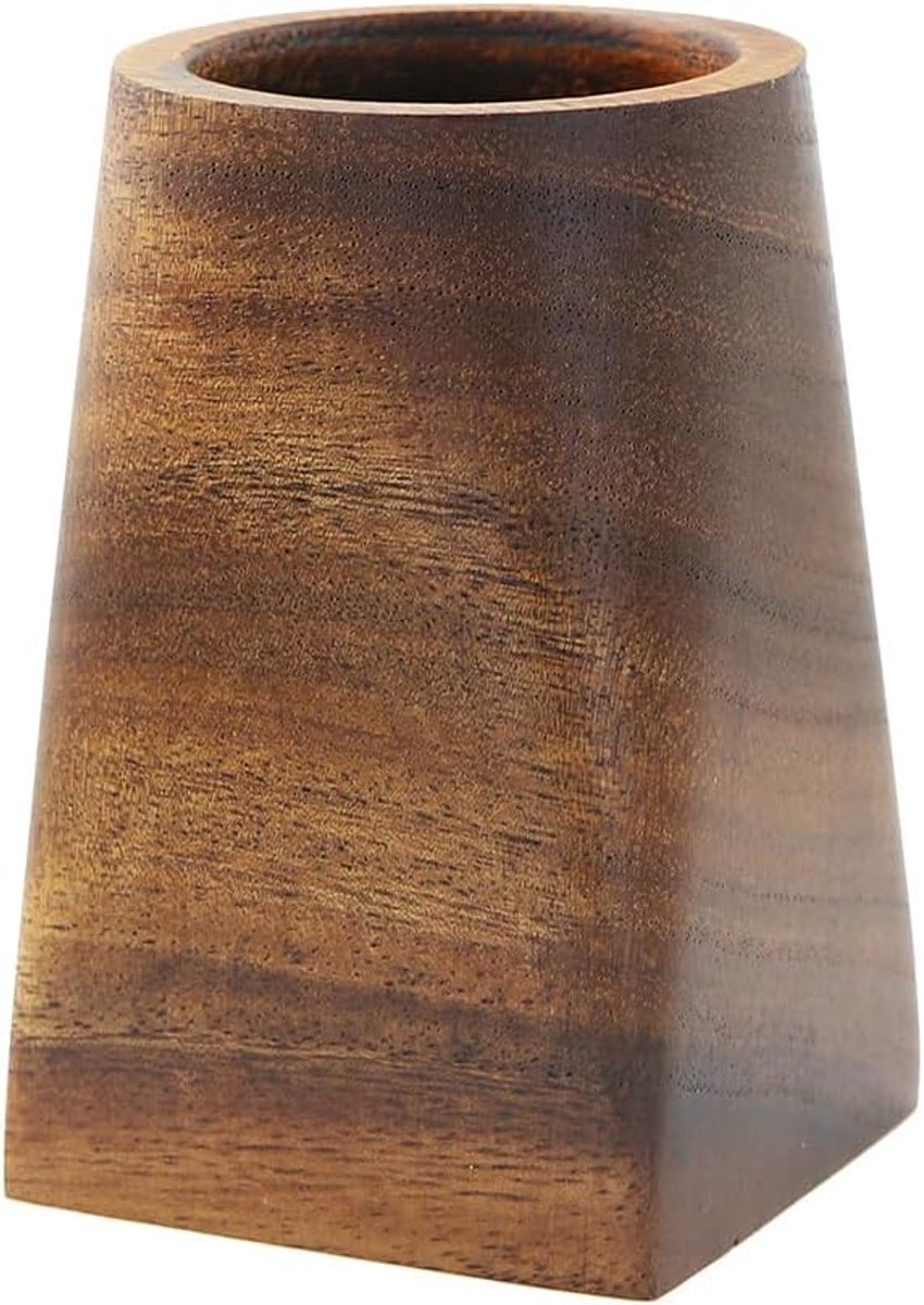 SnelShoppen - Walnut Houten Penhouder - Simpele Polygonale Pot voor Pennen, Potloden, Make-upkwasten - Desk Organizer voor Kinderen en Studenten - Per