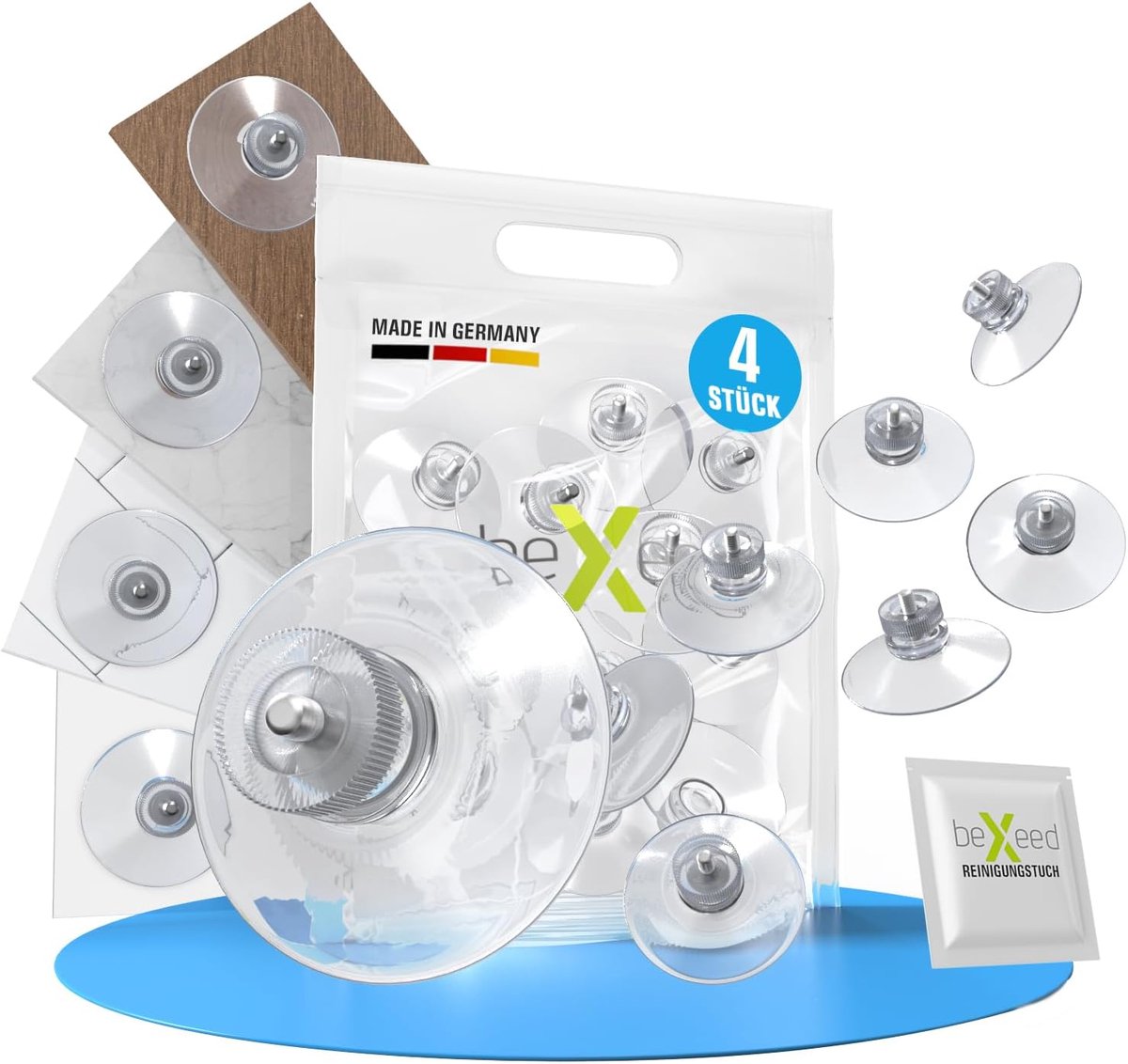 SnelShoppen - Suction Cup Ø40 mm [4 stuks] met Schroefdraad - Extra Sterke Zuignappen voor Raam, Badkamer, Keuken, Glas, Spiegel, Tegels - Incl. Voorr