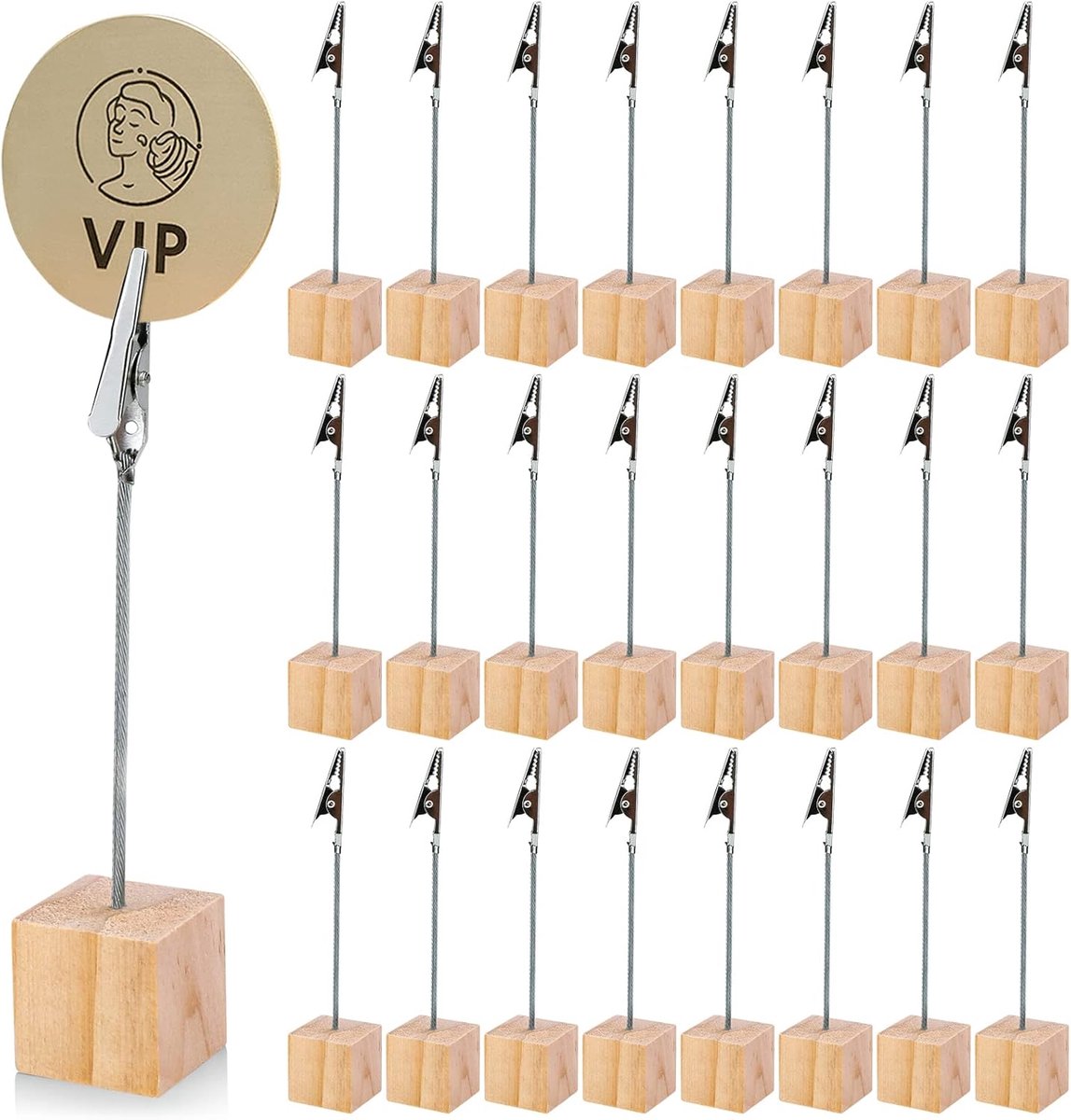 SnelShoppen - Vegena Foto Houder met Clips - 25 Stuks Foto Stand, Memo Clip Houder, Perfect voor Bruiloften, Feesten, Thuisdecoratie, Kantoor, 13 cm