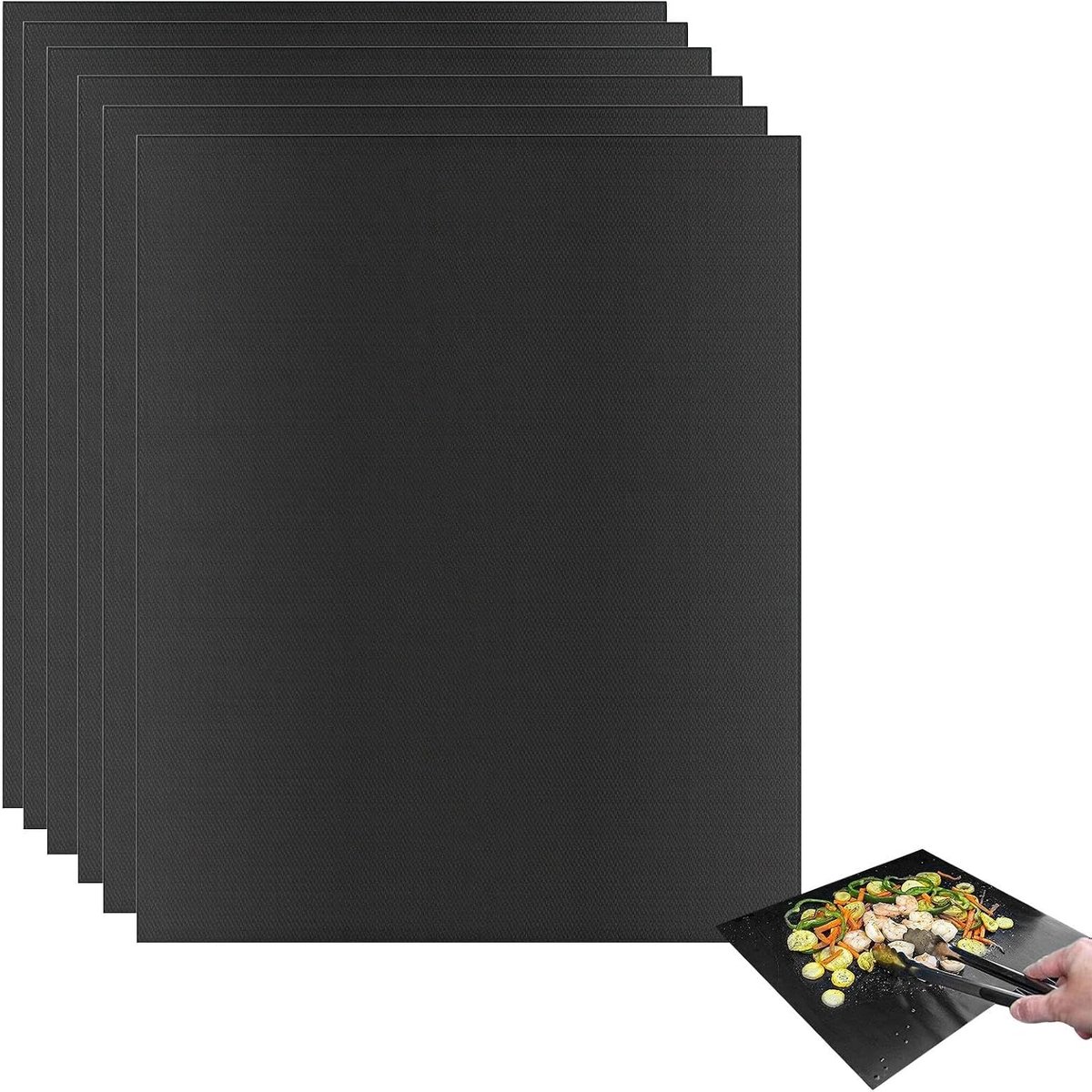 SnelShoppen - 6 Stuks Herbruikbare Ovenmatten 40x33 cm - Anti-aanbak Grillmatten voor Houtskool- en Gasbarbecue, Duurzaam en Hittebestendig - Ideaal v
