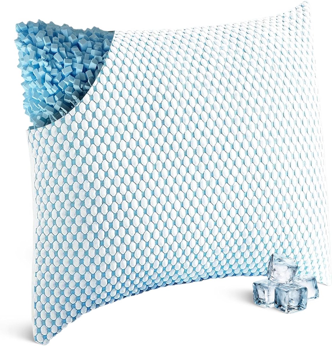 SnelShoppen - Ergonomisch neksteun kussen 80 x 80 - Geheugenfoam slaapkussen voor zij- en rugslapers - Inclusief zachte hoes - Comfortabel cloud kusse
