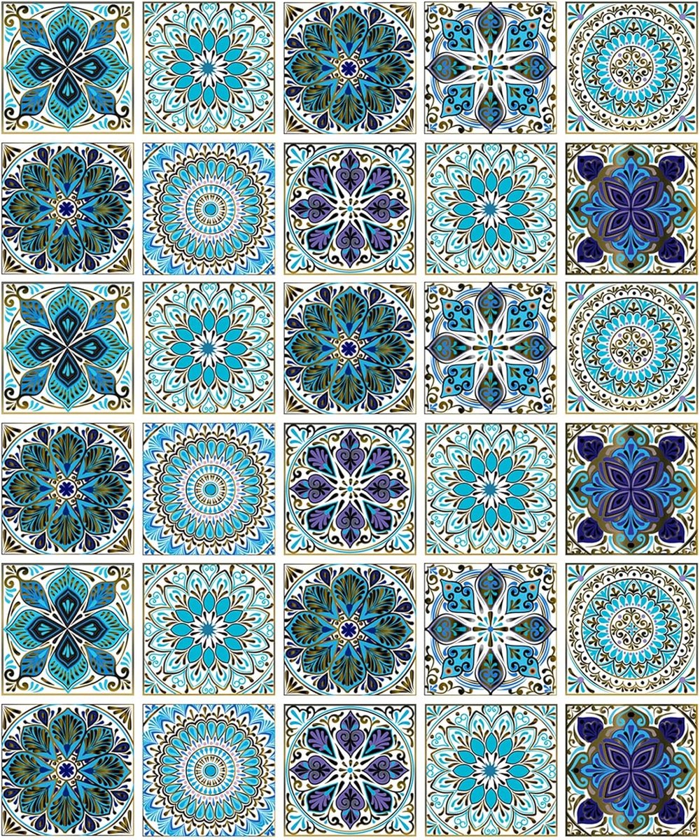 SnelShoppen - 30 Stuks Tegel Stickers 15x15 cm Zelfklevende Tegel Film Decoratief Waterdicht Mosaïek Vloer Sticker Wand Tegel Sticker voor Badkamer en