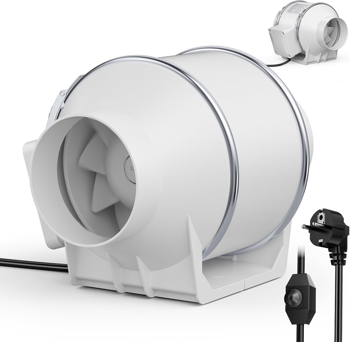 SnelShoppen - 100mm 4 Inch Inline Ventilator, Kanalenventilator met Variabele Snelheidsregeling, Stil en Krachtig voor Snelle Ventilatie en Luchtcircu