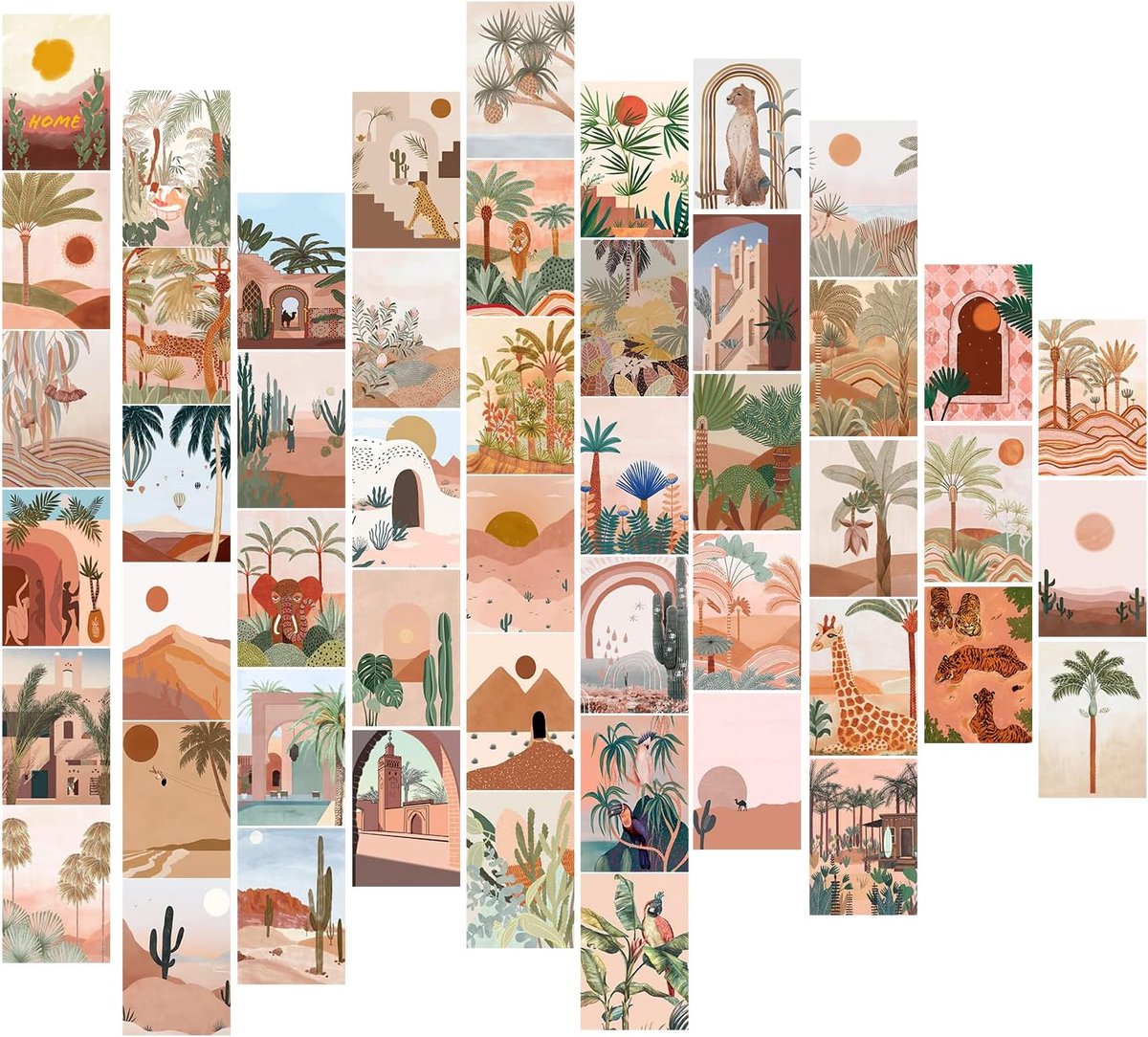 SnelShoppen - 50 Stuks Wandcollage Kit Aesthetic Foto Album Covers - Retro 80s Posters voor Indie Kamer Decoratie, Roze Kamer Versiering (Dieren en Bo