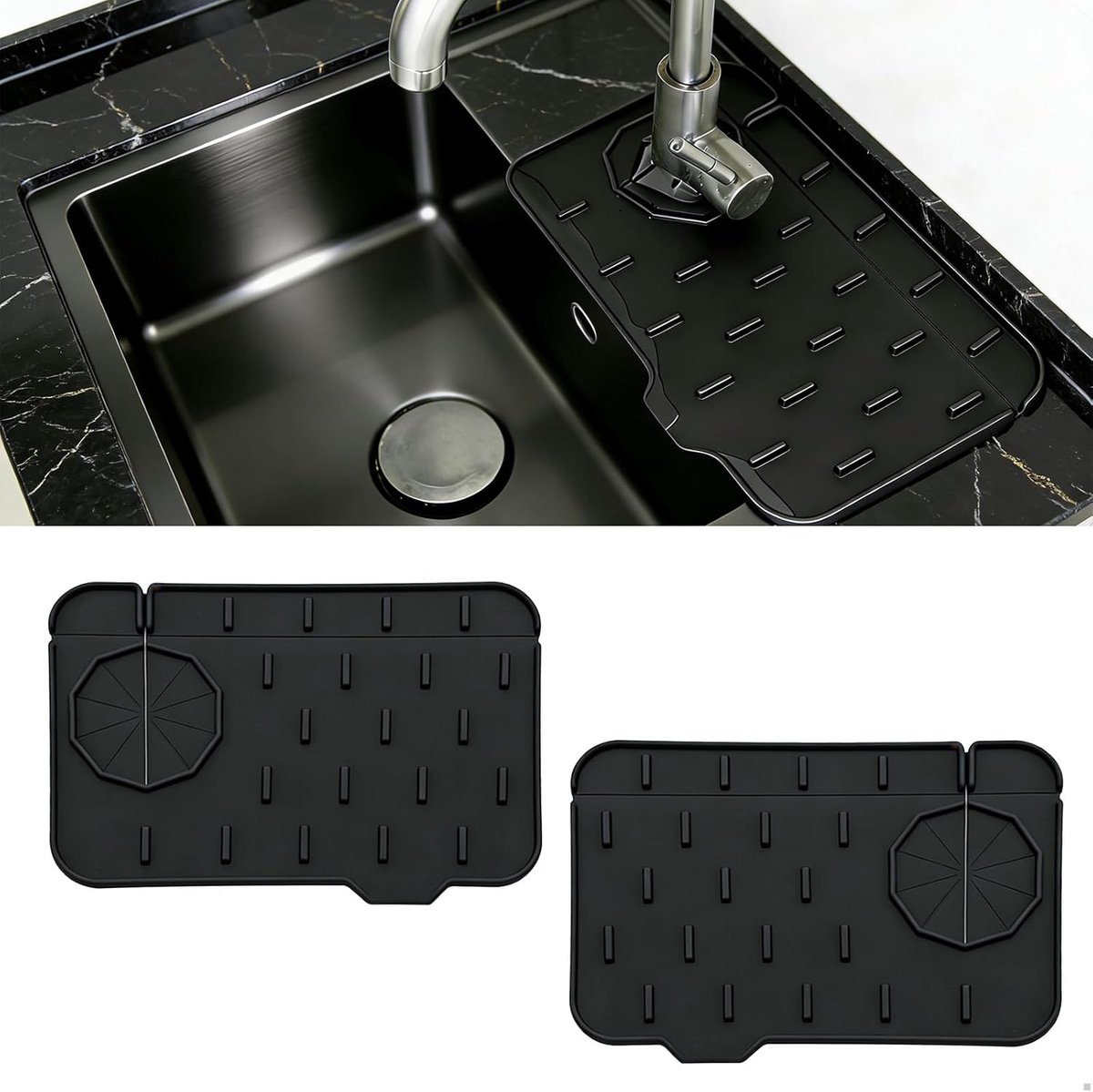 SnelShoppen - Silicone Kraan Handgreep, Keuken Kraan Bescherming, Silicone Afvoer Mat, Universele Pasvorm Links/Rechts, Geschikt voor Kranen tot 6.5cm